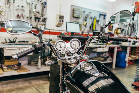 Handlebar of a custom motorbike