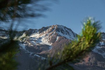 Lake in mountains. Rosa Khutor.