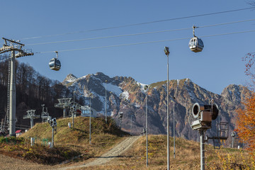 Cableway in the mountains. Rosa Khutor.