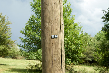 Power pole with a number 17 on it.