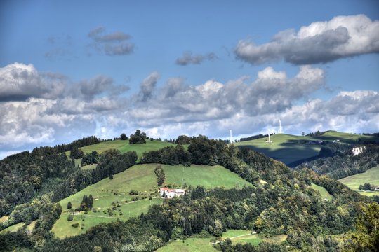Hohe Dirn, Losenstein, Windenergie, Windrad, Windkraftwerk, Alpenvorland, Voralpen, Windkraftanlage, Ober&ouml;sterreich, Traunviertel, Laussa, Ortschaft, Aussicht