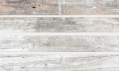 Obraz na płótnie Canvas Table top view of wood texture over white light natural color background. Grey clean grain wooden floor teak panel backdrop with plain board pale detail streak finishing concept clipping path.