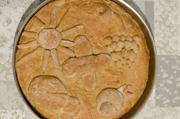 Homemade whole grain bread on a table