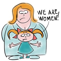 Little girl and big woman