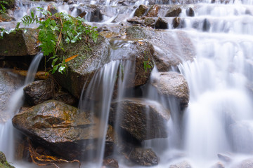 beautiful smoothly flowing water at Mea Kampong waterfall, Chaingmai provice, Thailand. Long exposure, close up