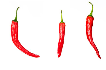 three pieces of chili peppers