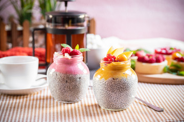 pudding kinoa with fruit puree. quinoa pudding