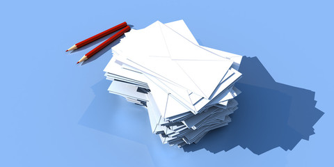 A 3D illustration of an Envelope Stack 01