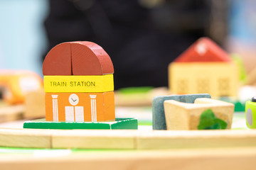  Train Station Wooden Toy model Play set Educational toys for preschool indoor playground