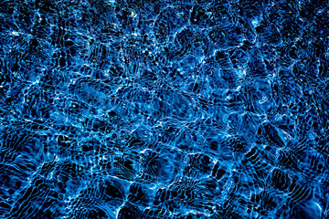 Abstract background, texture, glare on the dark blue surface of the water_