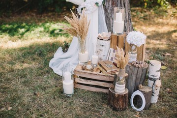 Closeup view of details of rustic decorations