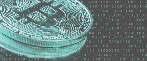 cryptocurrency golden coins - Bitcoin, Ethereum with dollar background. Virtual money concept	