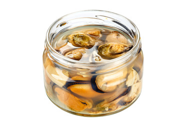 pickled mussels in a jar