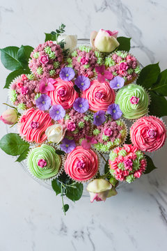 a bouquet of cupcakes