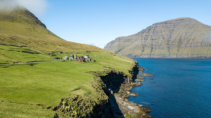 Fototapeta na wymiar Aerial view of an abandoned village in Faroe Islands