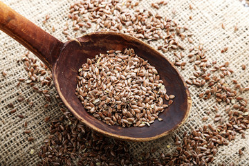 Flax seeds. Top view