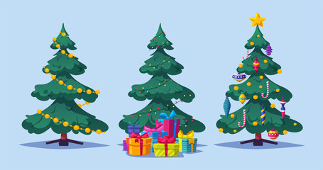 Beautiful Christmas tree. Cartoon vector illustration