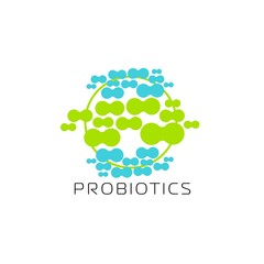 Probiotics logo. Bacteria logo. Concept of healthy nutrition ingredient for therapeutic purposes. Simple flat style trend modern logotype graphic design isolated