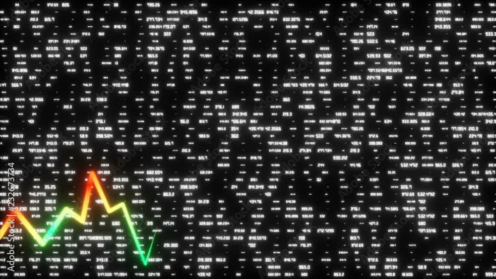 Poster stock market chart against the background of varying size of changing numerical values.beautiful 3d 
