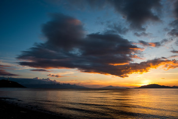 Scenic sunset at the shore of Batangas, Philippines
