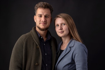 Portrait of a young couple in studio