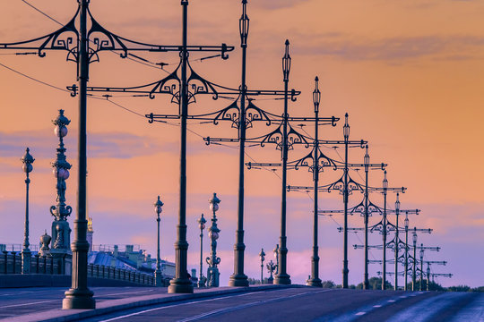 Saint Petersburg. Russia. Morning in Petersburg. Trinity Bridge. Bridges of St. Petersburg.