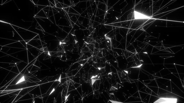 Sparkling diamonds.Abstract background of technology network. Animation of rotation and flying abstract lines and flicker dots linking network. Animation of seamless loop.