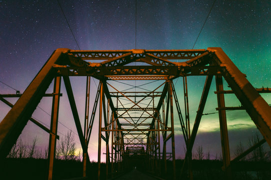 Knik River Bridge Aurora Borealis
