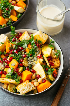 Winter Panzanella Salad with Roasted Vegetables