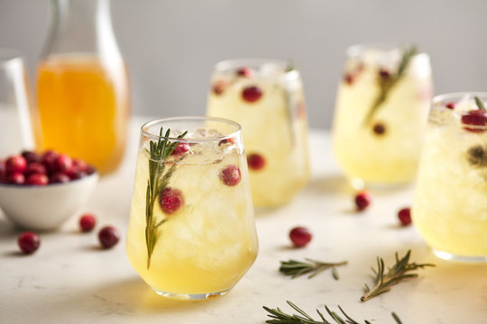 Soft kombucha drinks with cranberry and rosemary.