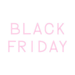 Realistic Black Friday pink neon sign isolated on white background. Shopping concept vector illustration. Seasonal sale banner.
