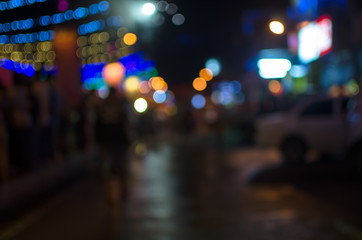 City, street, night defocused, light & blur bokeh. Colorful & dark background.