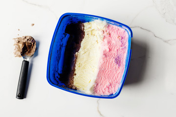 neopolitan ice cream with all the chocolate flavour gone, classic family or flatmate moment