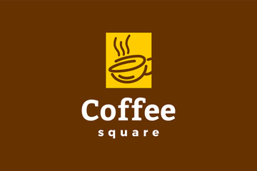 Coffee square logo template with type of line art logo inspiration. Can use for corporate brand identity, coffee shop, cafe, and restaurant