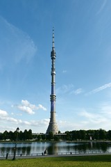 Ostankino TV Tower and Palace Pond in Moscow