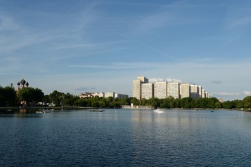Naklejka premium Ostankino pond in the north of Moscow