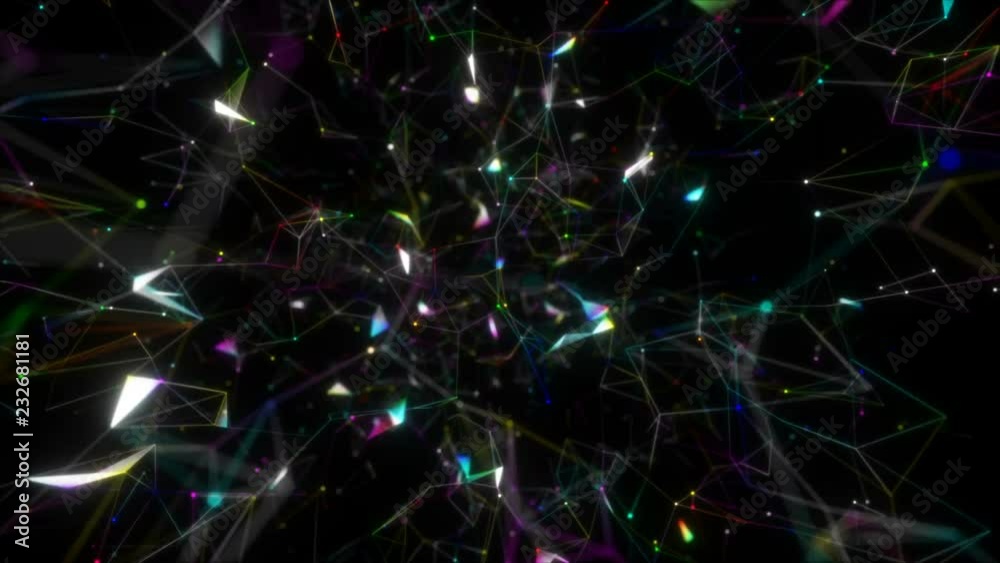 Poster rotation around the color swarm.3d rendered abstract plexus shapes. connection and web concept. digi
