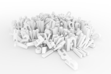 CGI typography, letter of ABC, alphabet for design texture, background. Education, caption, word & backdrop.