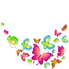 beautiful pink butterflies, isolated  on a white