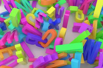 Fototapeta premium CGI typography, letter of ABC, alphabet for design texture, background. Mess, rendering, wallpaper & 3d.