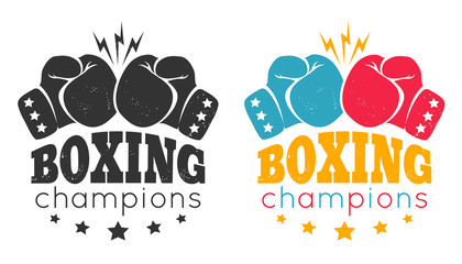 Vintage logo for boxing with glove.
