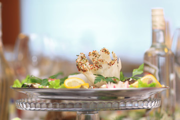 close up.the dish at the restaurant on blurred background