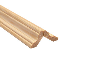 Different wooden plinth. Industrial sample, isolated on white