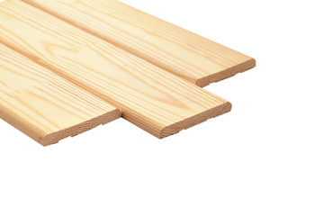 Wooden lining on a white background, isolated.