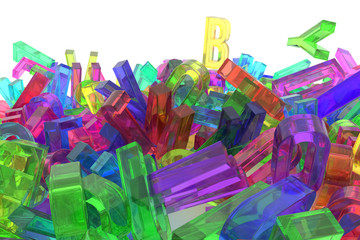 Fototapeta premium Abstract CGI typography, alphabet, letter of ABC. Wallpaper for graphic design. Creativity, modeling, artwork & rendering.