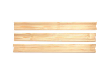 Different wooden plinth. Industrial sample, isolated on white