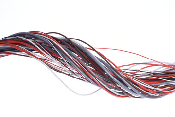 Colored computer cable isolated on white background