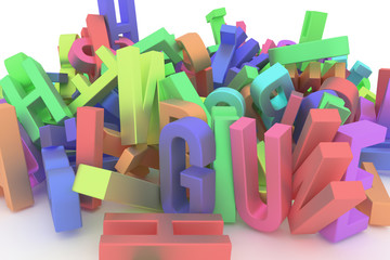 Fototapeta premium Background abstract CGI typography, letter of ABC, alphabet good for design. Style, bunch, business & graphic.