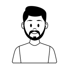 Man profile cartoon in black and white