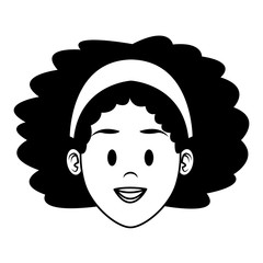 Woman face cartoon in black and white